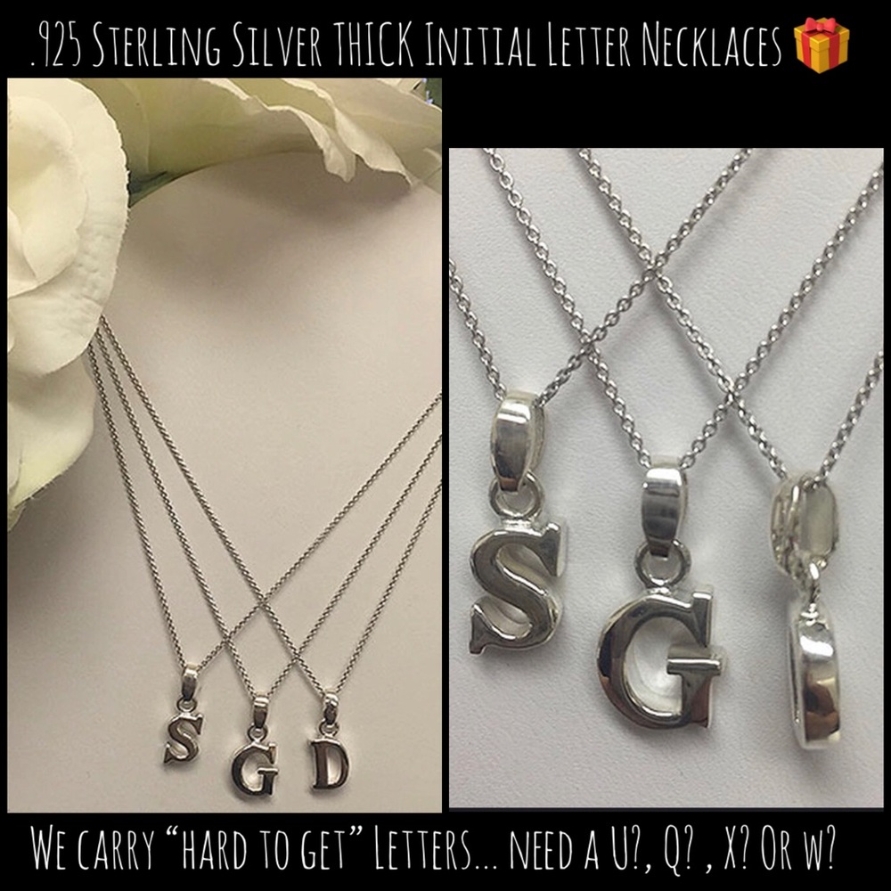 Thick Sterling Silver Initial Necklaces,NWT-Boutique